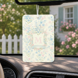 Pour Voiture Désodorisant aérien à monogramme floral bleu éléga