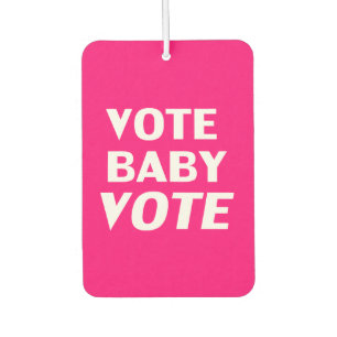 Pour Voiture "vote bébé vote" rose vif, blanc - désodorisant