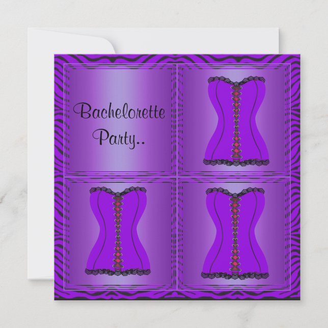 POURPLE MULTI ZEBRA BACHELORETTE INVITATION PARTI (Devant)