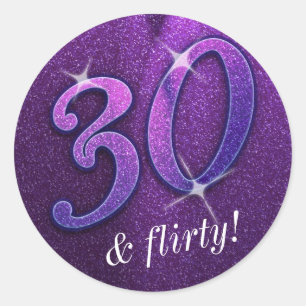 Pourpre 30 et autocollants Flirty d'anniversaire