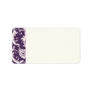Pourpre, crème, étiquette de adresse rose de