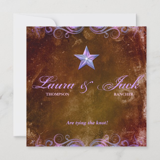 Pourpre de brun de cru de faire-part de mariage (Devant)