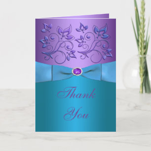 Pourpre et carte de remerciements floral de