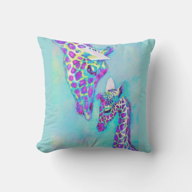 pourpre et coussin de girafes d'aqua (Recto)