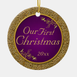 Pourpre et or ornement de "notre premier Noël"