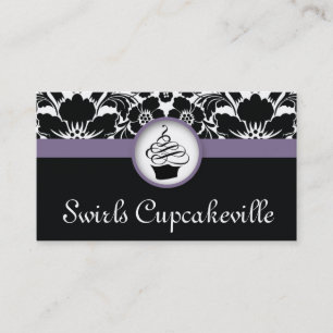 Pourpre floral de damassé de carte de visite de
