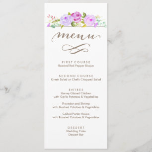 Pourpre floral de menu de mariage de roseraie