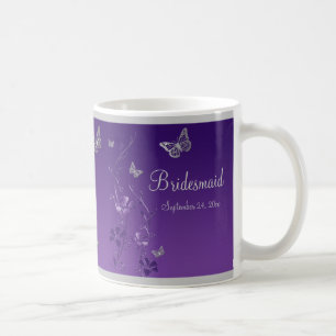 Pourpre, papillons argentés, tasse florale de