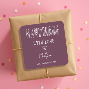 Pourpre   Sticker Carré fait main avec amour