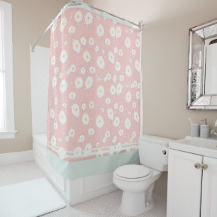 Pousse de Dandelion dans rideau de douche rose