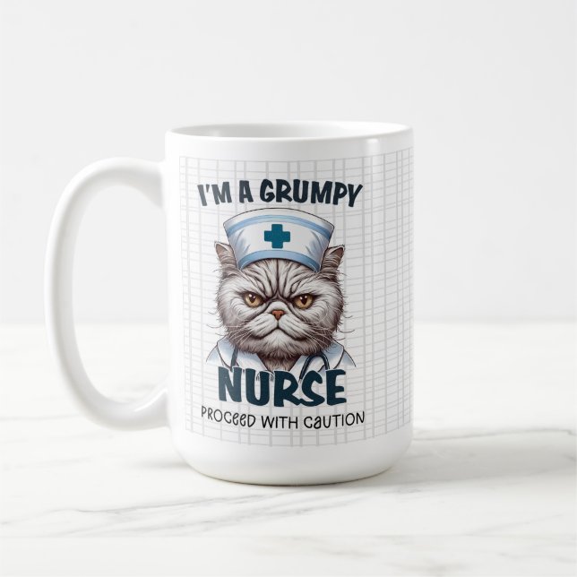 Poussée grumpy Chat Mug - Drôle cadeau #NurseLife (Gauche)