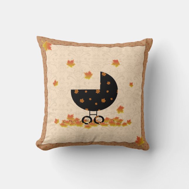 Poussette bébé d'automne Coussin de feuilles tomba (Recto)