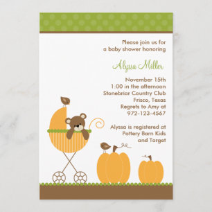 Poussette d'automne Bébé Douche Invitations