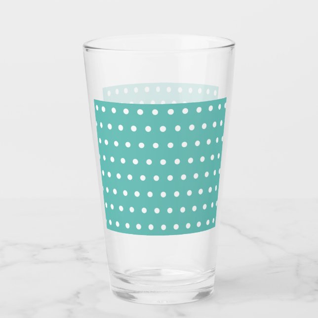 Poussette en verre à points de polka (Aqua & White (Devant)