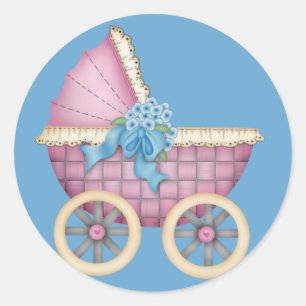 Poussette pour bébé / Porte couleur rose - Sticker