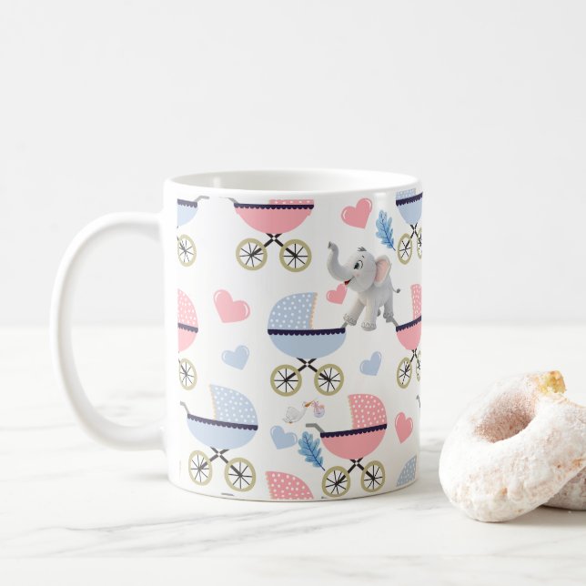 Poussette pour jumeaux Tasses à café Cœurs d'éléph (Avec donut)