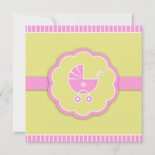 Poussette rose Baby shower plat Invitation