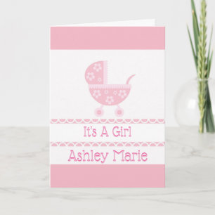 Poussette rose Et Blanc Faire-part de naissance