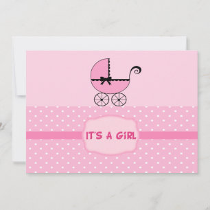 Poussette rose Poussette Douche Invitation