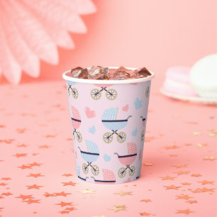 Poussettes Bébé Rose/Bleu Gobelets en Papier Rose
