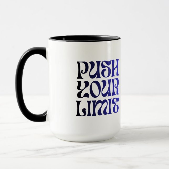 Poussez Votre Limite – Mug Motivationnel Bleu Vint (Gauche)
