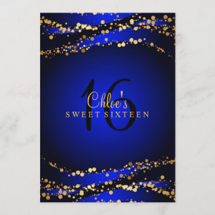 Poussière d'étoiles bleue et or   Invitation Sweet