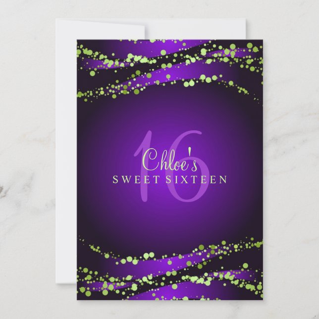 Poussière d'étoiles violette et verte | Invitation (Devant)