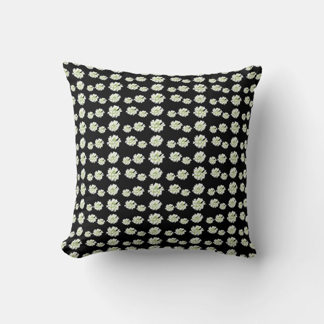 Poussière Motif Fleurs Blanches. Coussin décoratif (Recto)