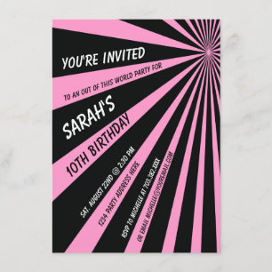 Poutres de soleil rose Noir Invitation de fête d'a