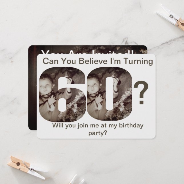 Pouvez-vous croire que j'ai 60 ans ? Invitation ph (Devant/Arrière en situation)