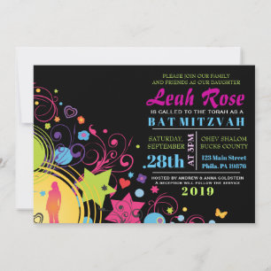 POUVOIR DE FILLE Invitation Bat mitzvah brillante