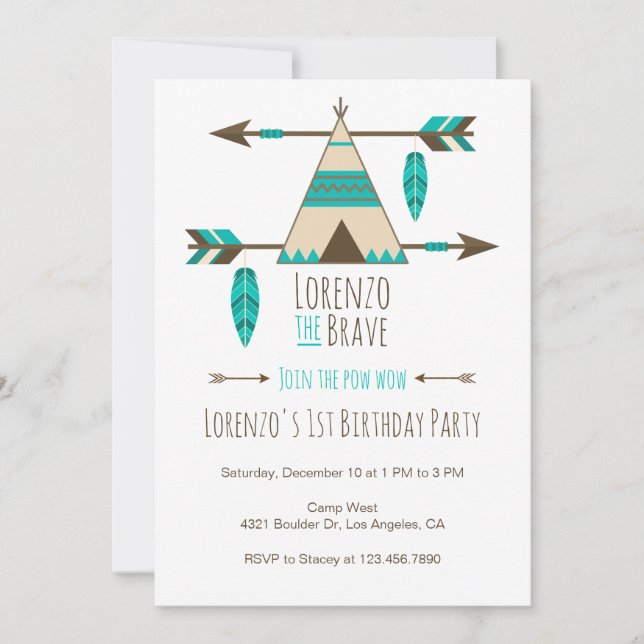 Pow Wow Tribal Anniversaire Fête Invitation (Devant)