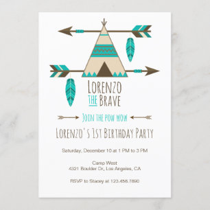 Pow Wow Tribal Anniversaire Fête Invitation