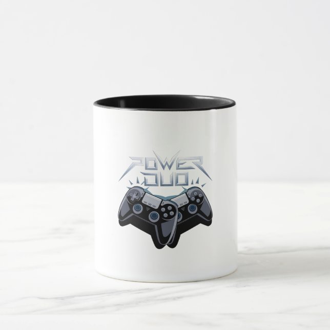 Power Duo Sleek Grey Gray Gaming Mug (Centre)