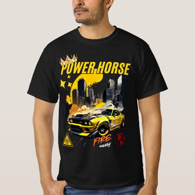 Power Horse Muscle voiture graphique T-shirt (Devant)