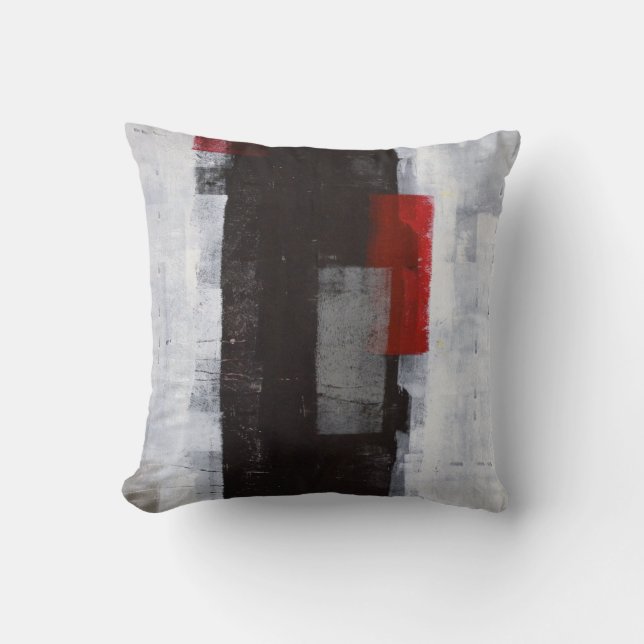 'Power Trip' Noir, gris, rouge Coussin d'art Abstr (Recto)