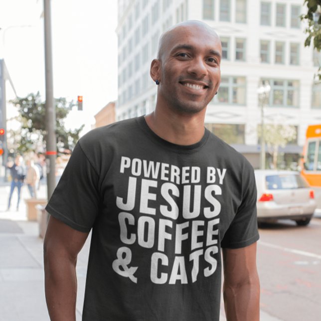 POWERED BY JESUS COFFEE & CATS CAT T-SHIRTS (Créateur téléchargé)