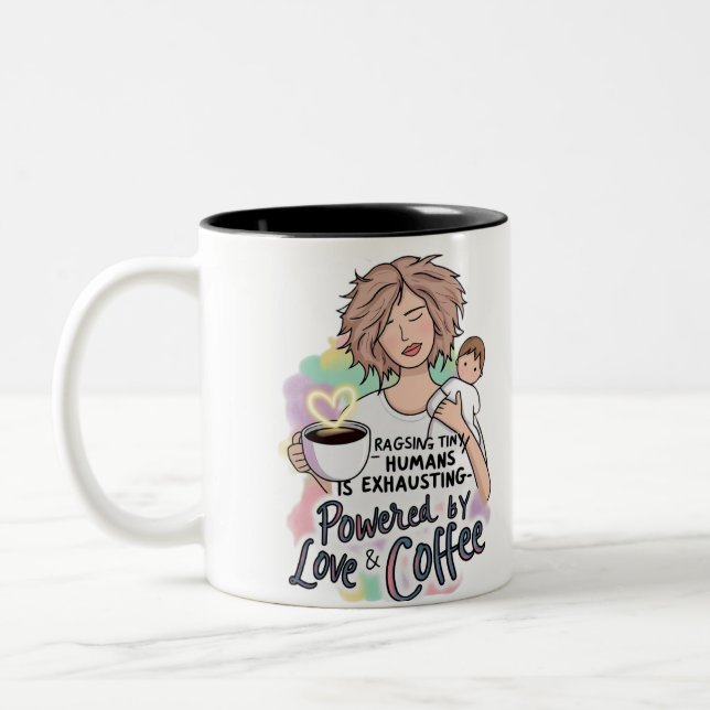 Powered by Love & Coffee - Drôle Mug de la Fête de (Gauche)