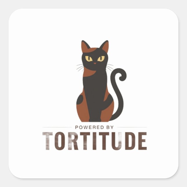 Powered by Tortitude Funny Cat Sticker (Devant)
