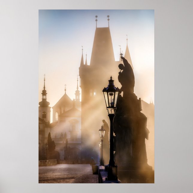 Prague - Charles Bridge Morning Poster (Devant)