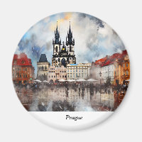 Prague nuit en République Tchèque Magnet