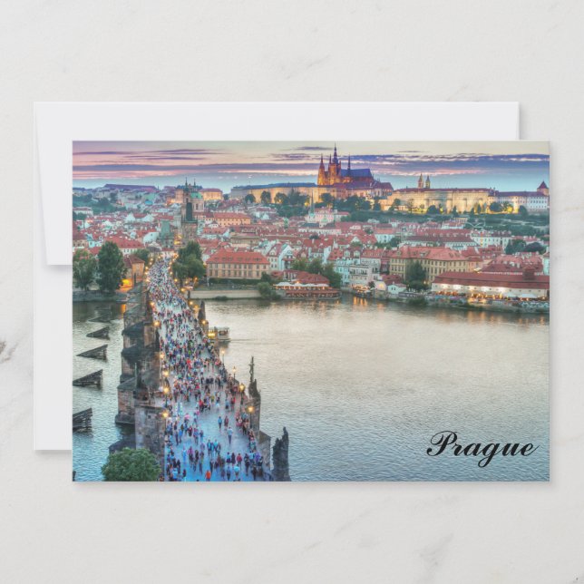 Prague République tchèque Charles Bridge Carte Fla (Devant)