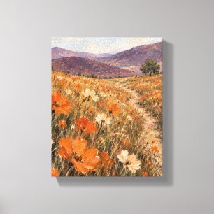 Prairie de kaki sous les collines de prunier Toile