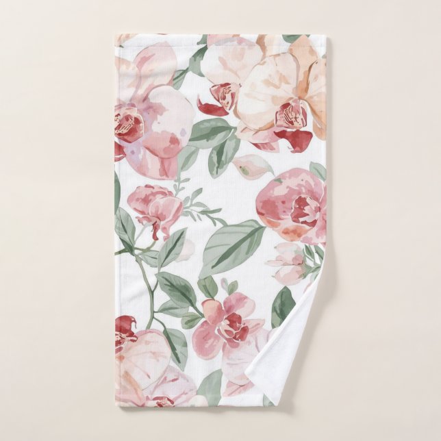 Prairie d'Orchidée Aquarelle Florale Botanique Rou (Serviette à main)