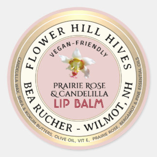 PRAIRIE ROSE Candelilla cire Lip Balm Étiquette