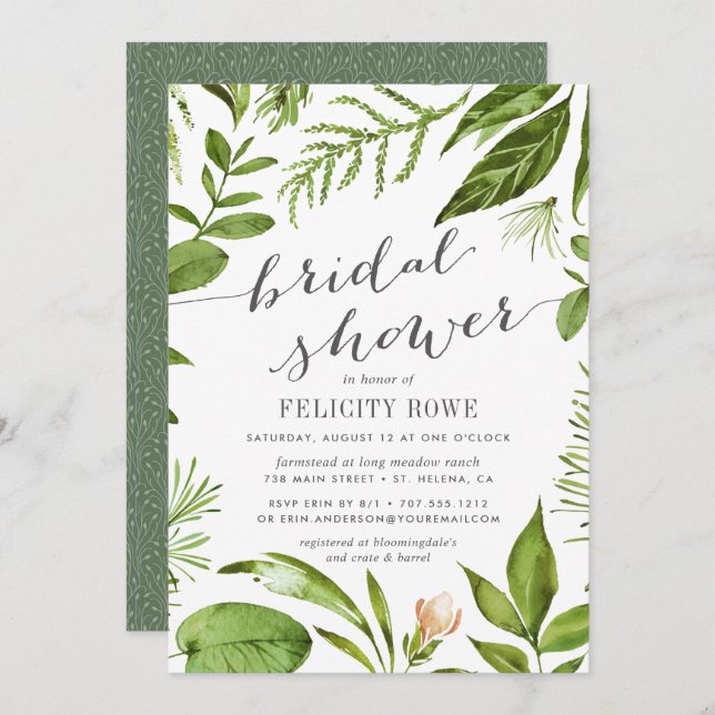 prairie sauvage | Invitation à la douche nuptiale  (Devant / Derrière)