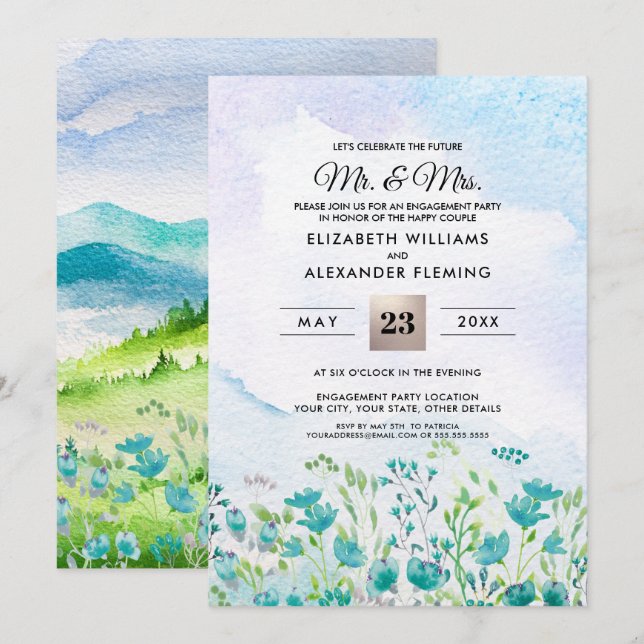 prairie sauvage | Invitations du Spring Engagement (Devant / Derrière)