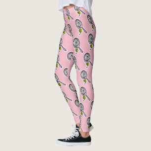 Praquette de tennis rose et leggings motifs de bal