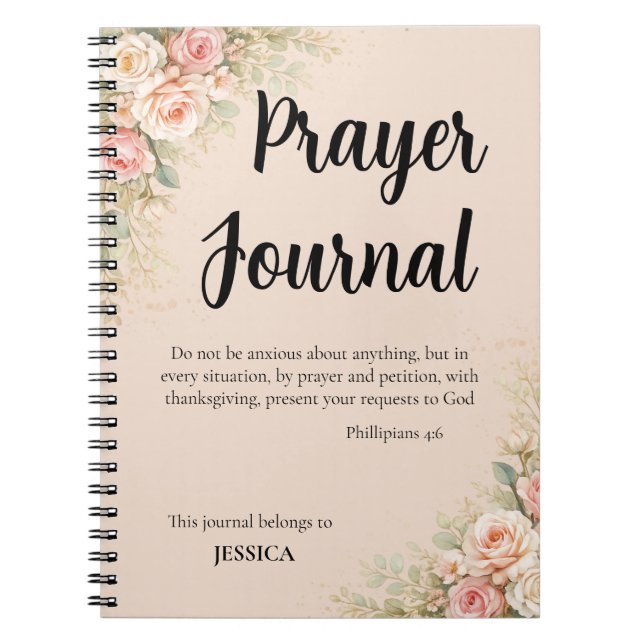 Prayer Journal – Philippians 4:6 Christian Floral  (Devant)