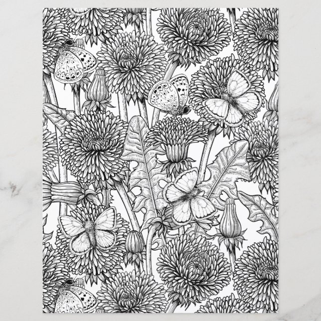 Pré Dandelion en noir et blanc (Devant)